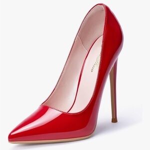 Genshuo Glossy Red High Heels
